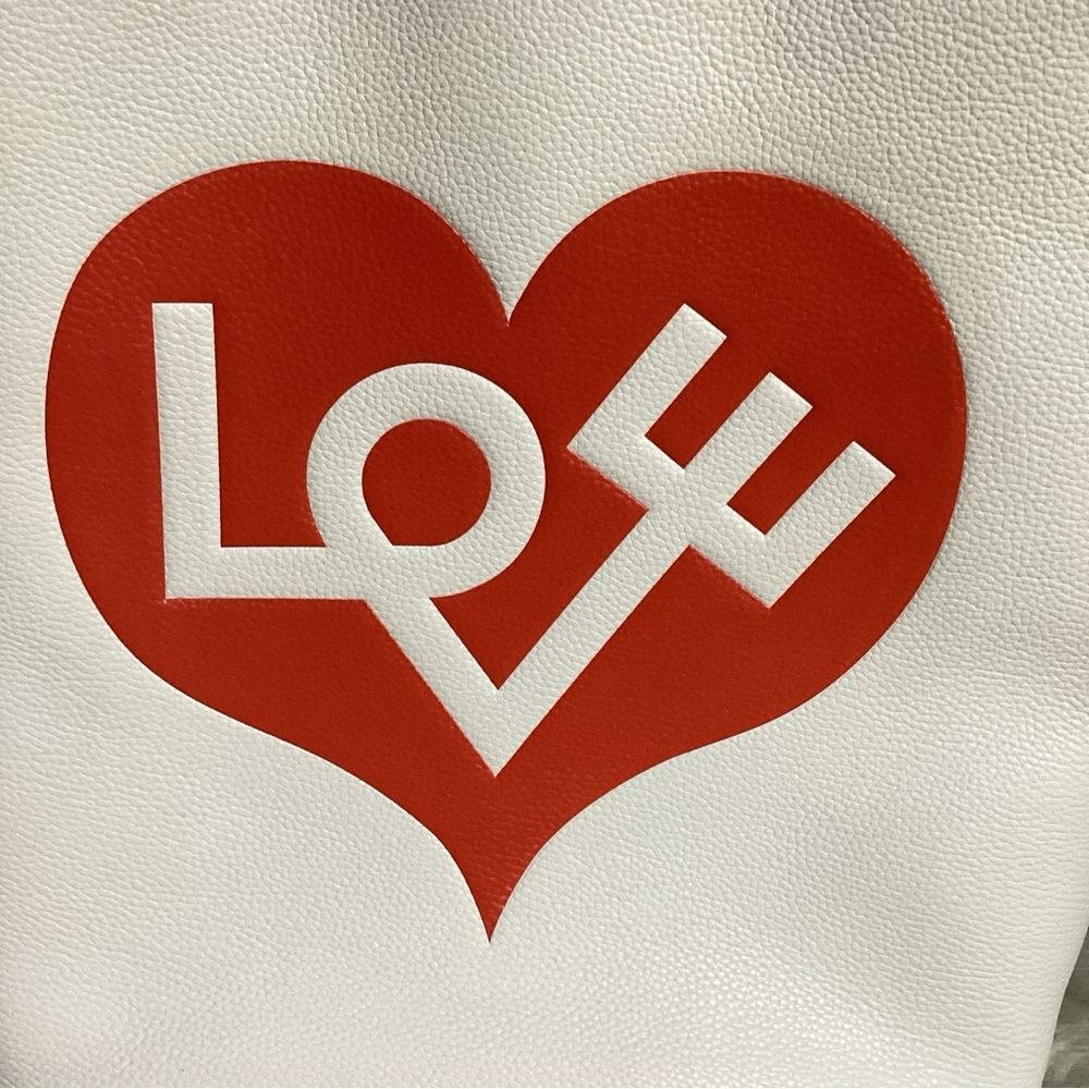 Kate Spade x Alexander Girard “LOVE” Heart Embossed White Leather Tote Bag - Picture 3 of 13
